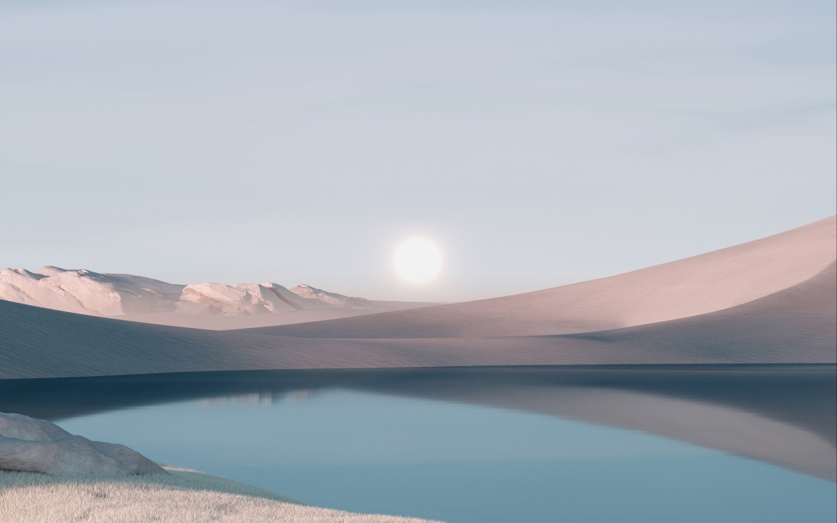 沙漠湖水风景 win11 4K壁纸3840x2400 电脑壁纸-第1张